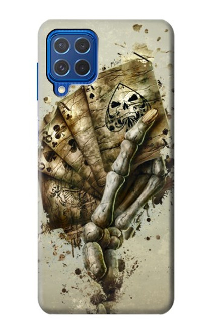 W0550 Skull Card Poker Hard Case and Leather Flip Case For Samsung Galaxy M62