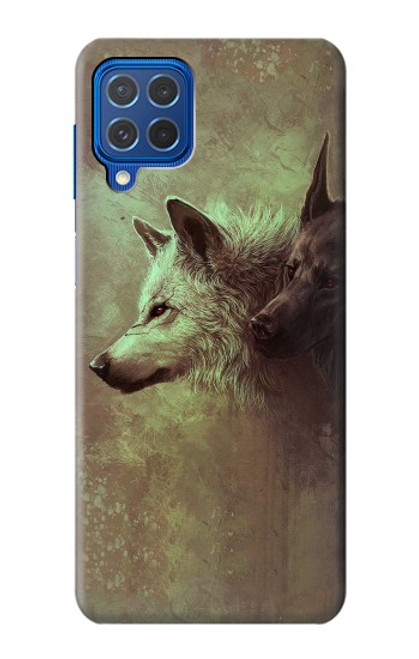 W0931 White Black Wolf Hard Case and Leather Flip Case For Samsung Galaxy M62