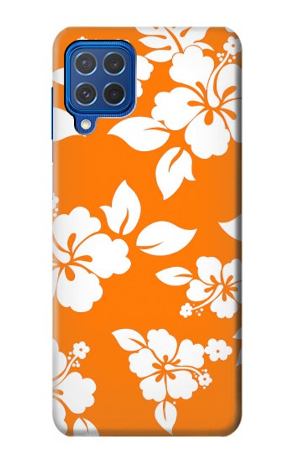 W2245 Hawaiian Hibiscus Orange Pattern Hard Case and Leather Flip Case For Samsung Galaxy M62