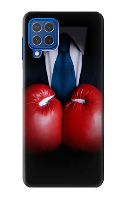 W2261 Businessman Black Suit With Boxing Gloves Hard Case and Leather Flip Case For Samsung Galaxy M62