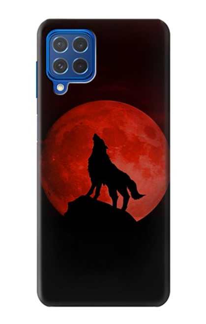 W2955 Wolf Howling Red Moon Hard Case and Leather Flip Case For Samsung Galaxy M62