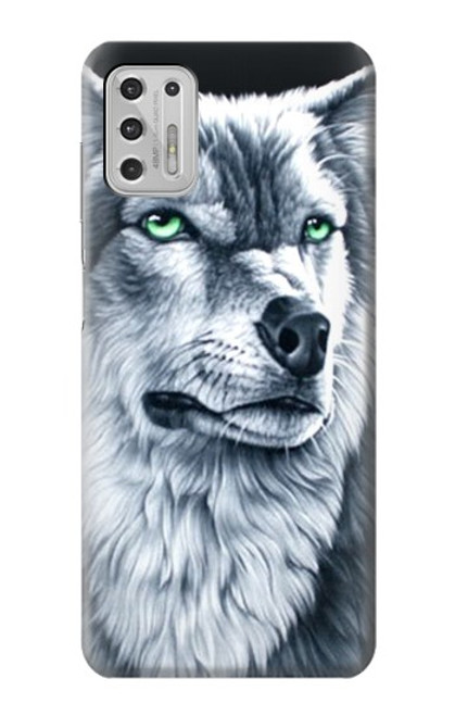 W0123 Grim White Wolf Hard Case and Leather Flip Case For Motorola Moto G Stylus (2021)