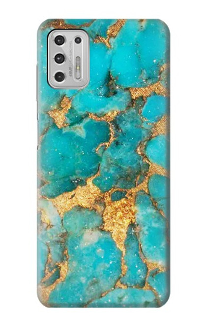 W2906 Aqua Turquoise Stone Hard Case and Leather Flip Case For Motorola Moto G Stylus (2021)