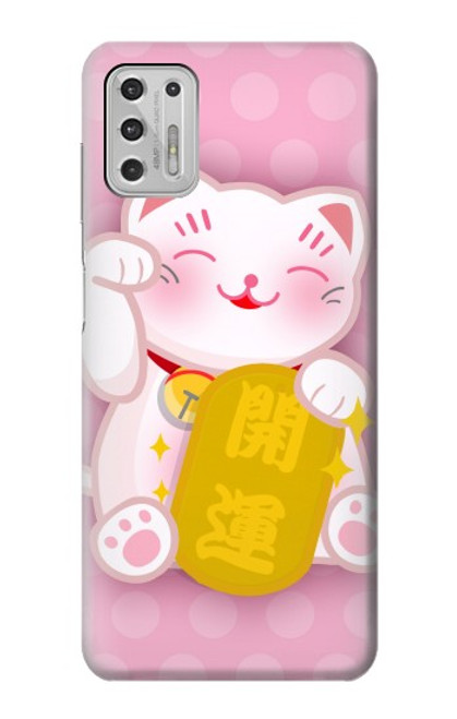 W3025 Pink Maneki Neko Lucky Cat Hard Case and Leather Flip Case For Motorola Moto G Stylus (2021)