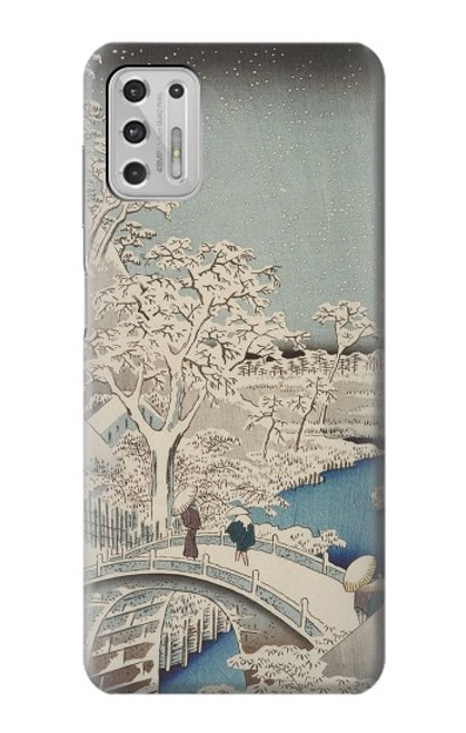 W3350 Utagawa Hiroshige Drum Bridge Yuhi Hill in Meguro Hard Case and Leather Flip Case For Motorola Moto G Stylus (2021)