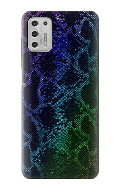 W3366 Rainbow Python Skin Graphic Print Hard Case and Leather Flip Case For Motorola Moto G Stylus (2021)