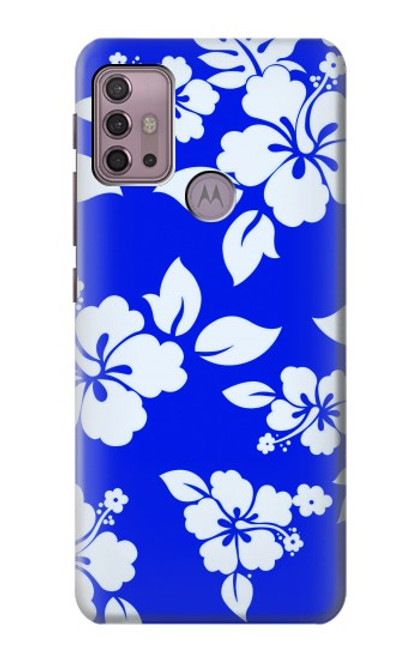 W2244 Hawaiian Hibiscus Blue Pattern Hard Case and Leather Flip Case For Motorola Moto G30, G20, G10