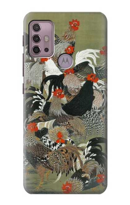 W2699 Ito Jakuchu Rooster Hard Case and Leather Flip Case For Motorola Moto G30, G20, G10