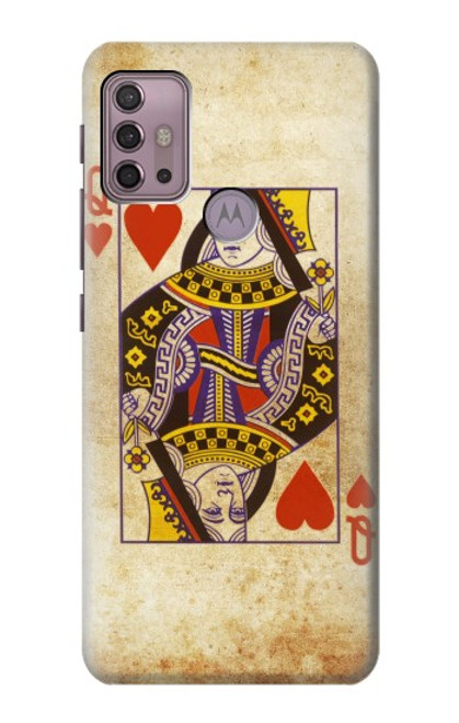 W2833 Poker Card Queen Hearts Hard Case and Leather Flip Case For Motorola Moto G30, G20, G10