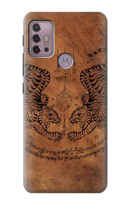 W3209 Sak Yant Twin Tiger Hard Case and Leather Flip Case For Motorola Moto G30, G20, G10