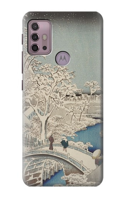 W3350 Utagawa Hiroshige Drum Bridge Yuhi Hill in Meguro Hard Case and Leather Flip Case For Motorola Moto G30, G20, G10