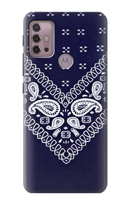 W3357 Navy Blue Bandana Pattern Hard Case and Leather Flip Case For Motorola Moto G30, G20, G10