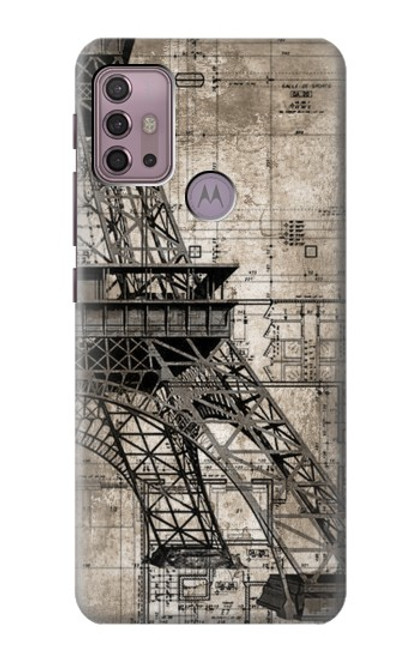 W3416 Eiffel Tower Blueprint Hard Case and Leather Flip Case For Motorola Moto G30, G20, G10