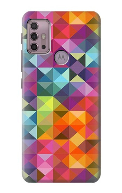 W3477 Abstract Diamond Pattern Hard Case and Leather Flip Case For Motorola Moto G30, G20, G10