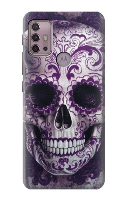 W3582 Purple Sugar Skull Hard Case and Leather Flip Case For Motorola Moto G30, G20, G10