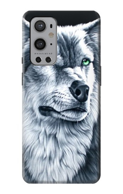 W0123 Grim White Wolf Hard Case and Leather Flip Case For OnePlus 9 Pro