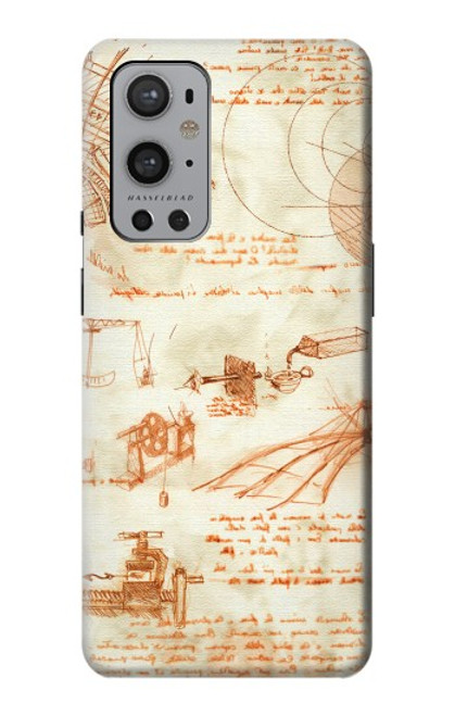 W0566 Technical Drawing Da Vinci Hard Case and Leather Flip Case For OnePlus 9 Pro