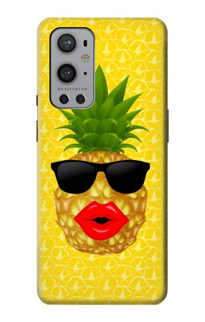 W2443 Funny Pineapple Sunglasses Kiss Hard Case and Leather Flip Case For OnePlus 9 Pro