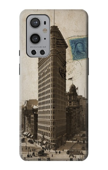 W2832 New York 1903 Flatiron Building Postcard Hard Case and Leather Flip Case For OnePlus 9 Pro