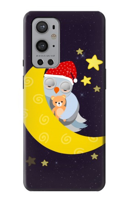 W2849 Cute Sleepy Owl Moon Night Hard Case and Leather Flip Case For OnePlus 9 Pro