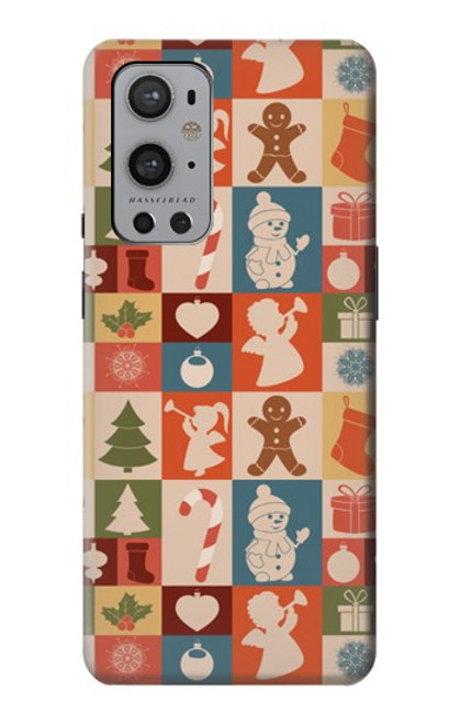 W2854 Cute Xmas Pattern Hard Case and Leather Flip Case For OnePlus 9 Pro