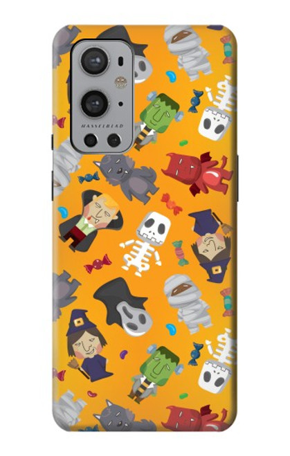 W3275 Cute Halloween Cartoon Pattern Hard Case and Leather Flip Case For OnePlus 9 Pro