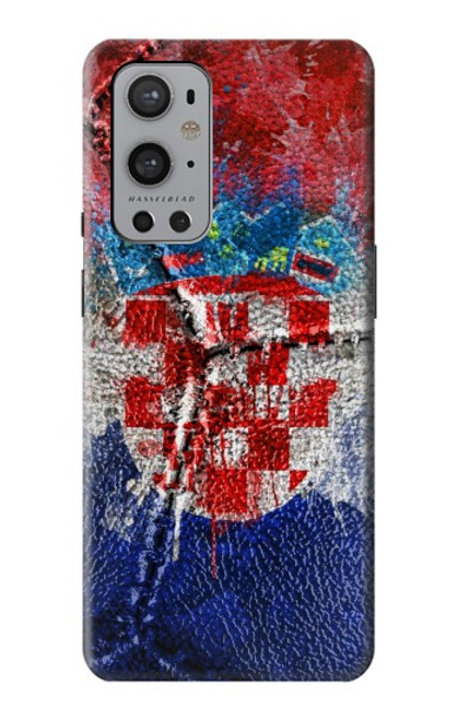 W3313 Croatia Flag Vintage Football Graphic Hard Case and Leather Flip Case For OnePlus 9 Pro