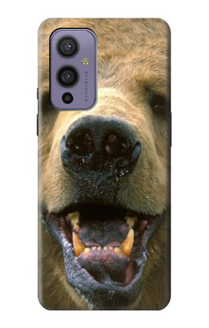 W0840 Grizzly Bear Face Hard Case and Leather Flip Case For OnePlus 9