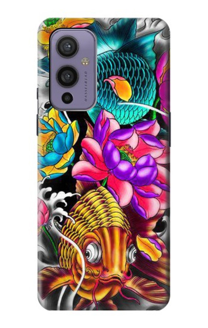 W1630 Fish Japanese Oriental Tattoo Hard Case and Leather Flip Case For OnePlus 9