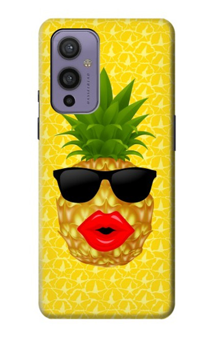 W2443 Funny Pineapple Sunglasses Kiss Hard Case and Leather Flip Case For OnePlus 9