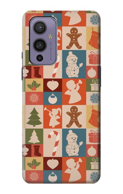 W2854 Cute Xmas Pattern Hard Case and Leather Flip Case For OnePlus 9