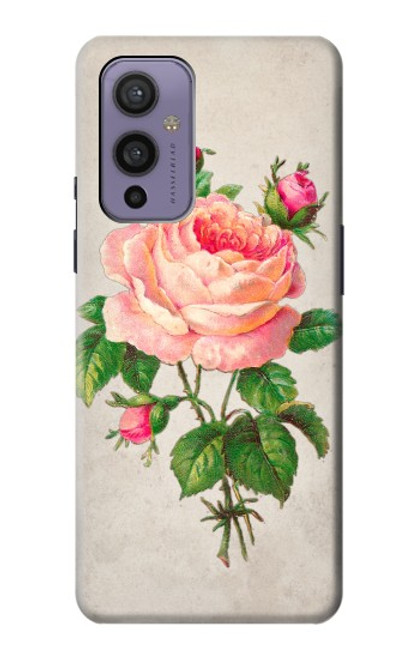 W3079 Vintage Pink Rose Hard Case and Leather Flip Case For OnePlus 9