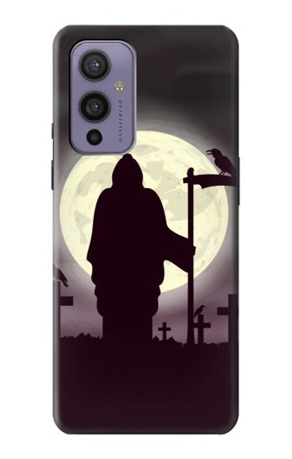 W3262 Grim Reaper Night Moon Cemetery Hard Case and Leather Flip Case For OnePlus 9