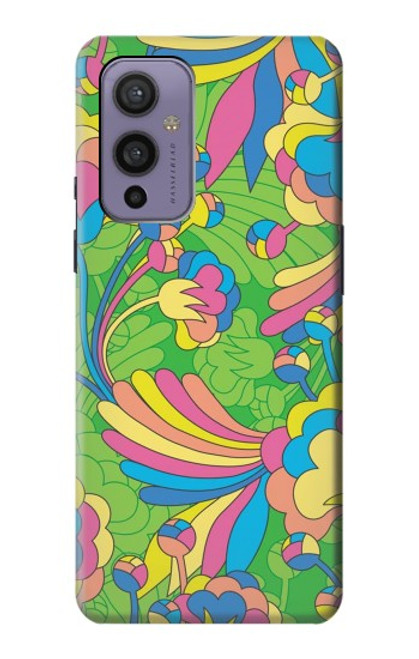 W3273 Flower Line Art Pattern Hard Case and Leather Flip Case For OnePlus 9