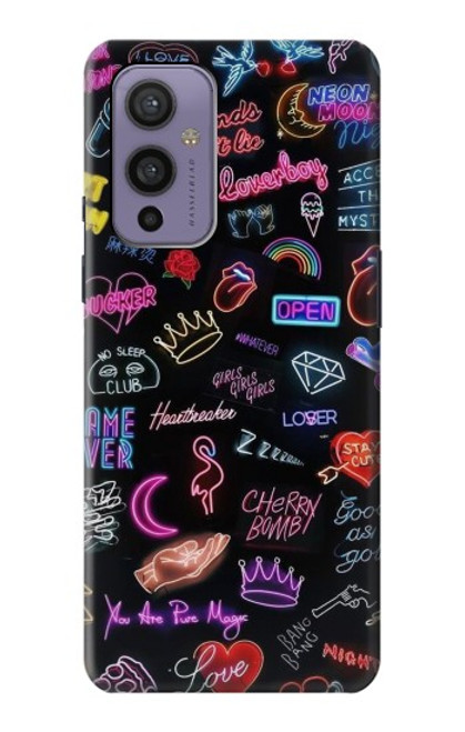 W3433 Vintage Neon Graphic Hard Case and Leather Flip Case For OnePlus 9