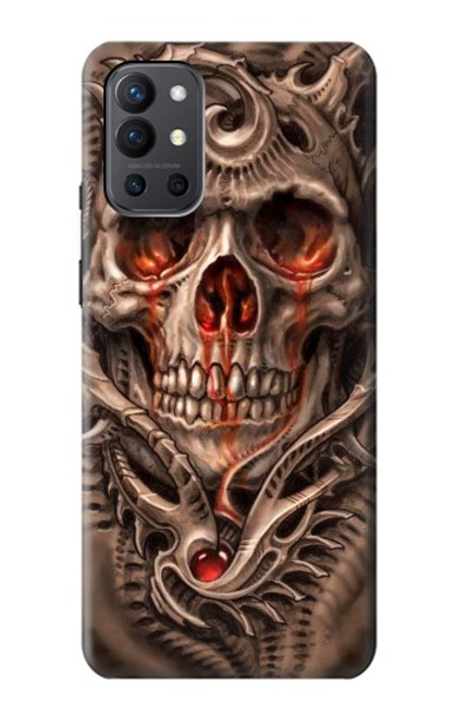 W1675 Skull Blood Tattoo Hard Case and Leather Flip Case For OnePlus 9R