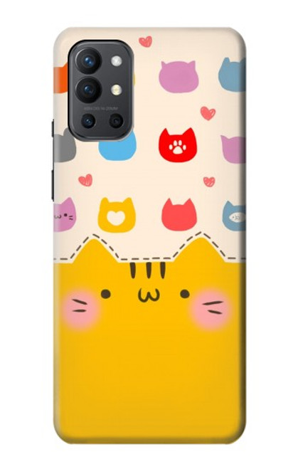 W2442 Cute Cat Cartoon Funny Hard Case and Leather Flip Case For OnePlus 9R