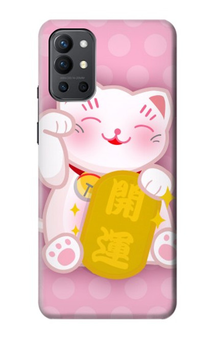 W3025 Pink Maneki Neko Lucky Cat Hard Case and Leather Flip Case For OnePlus 9R