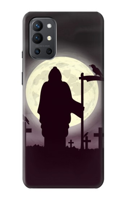 W3262 Grim Reaper Night Moon Cemetery Hard Case and Leather Flip Case For OnePlus 9R