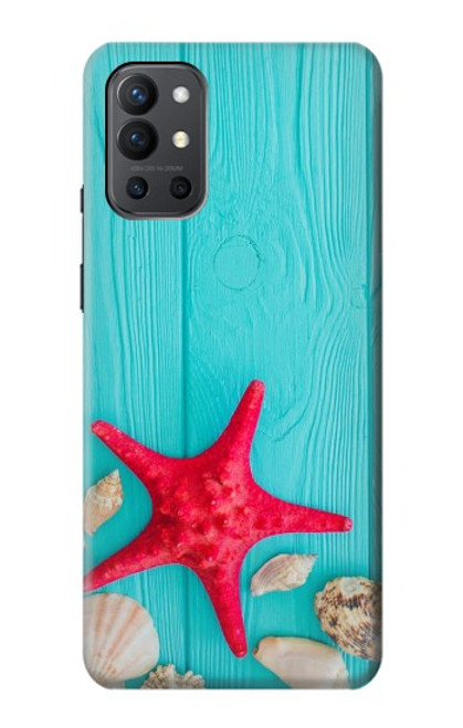 W3428 Aqua Wood Starfish Shell Hard Case and Leather Flip Case For OnePlus 9R