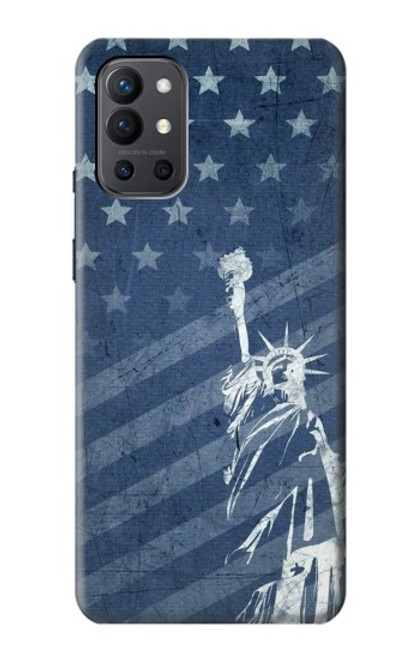 W3450 US Flag Liberty Statue Hard Case and Leather Flip Case For OnePlus 9R