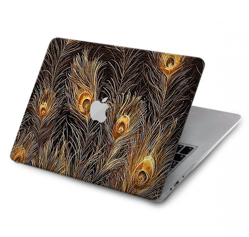 W3691 Gold Peacock Feather Hard Case Cover For MacBook Air 13″ - A1369, A1466