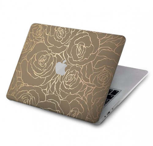 W3466 Gold Rose Pattern Hard Case Cover For MacBook Air 13″ - A1932, A2179, A2337