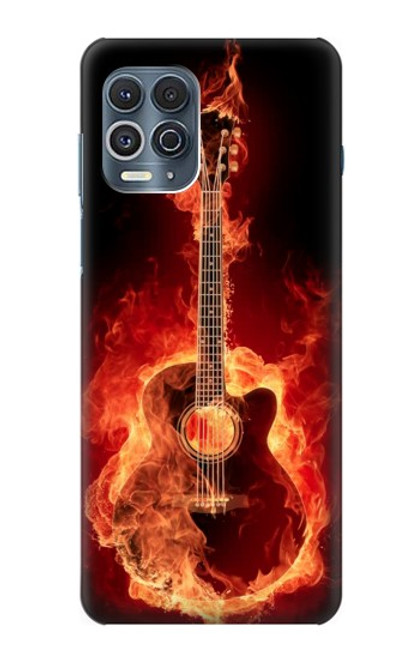 W0415 Fire Guitar Burn Hard Case and Leather Flip Case For Motorola Edge S