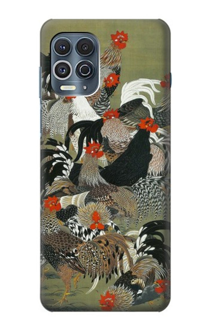 W2699 Ito Jakuchu Rooster Hard Case and Leather Flip Case For Motorola Edge S