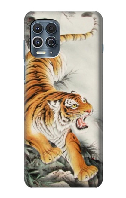 W2751 Chinese Tiger Brush Painting Hard Case and Leather Flip Case For Motorola Edge S