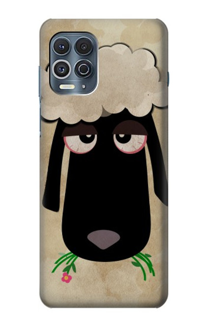 W2826 Cute Cartoon Unsleep Black Sheep Hard Case and Leather Flip Case For Motorola Edge S