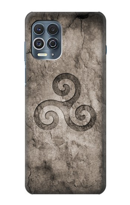 W2892 Triskele Symbol Stone Texture Hard Case and Leather Flip Case For Motorola Edge S