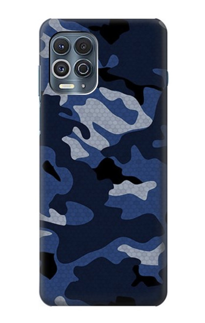 W2959 Navy Blue Camo Camouflage Hard Case and Leather Flip Case For Motorola Edge S