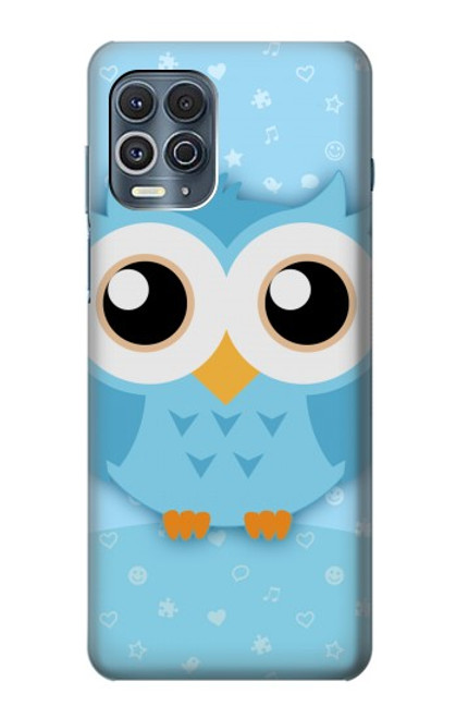 W3029 Cute Blue Owl Hard Case and Leather Flip Case For Motorola Edge S